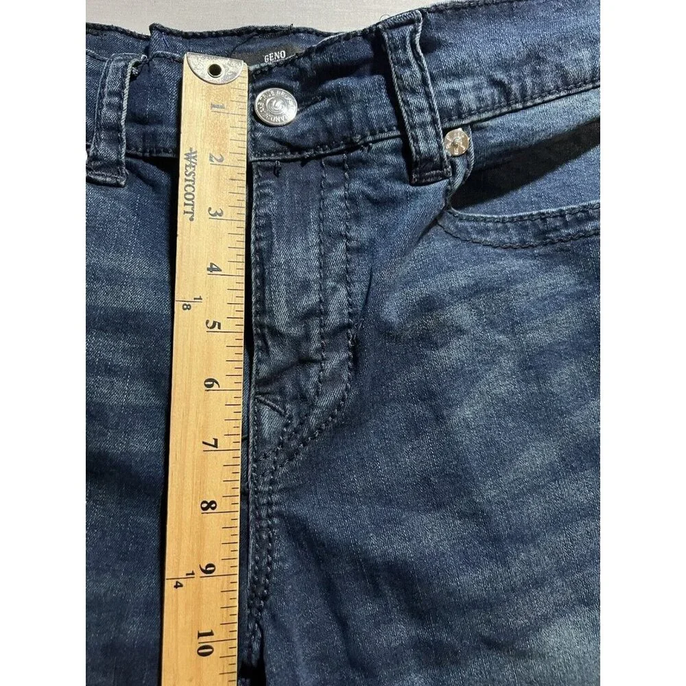 True Religion Geno Relaxed Slim Jeans Mens 34x25 Blue‎ Dark Wash Flap Pockets.